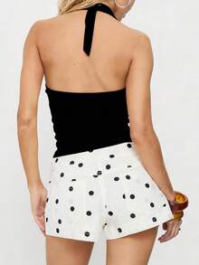Women Summer Rivet Halter Top Sleeveless Open Back Asymmetrical Slim Fit Tank Top Y2K Party Going Out Shirts - Black - View 2