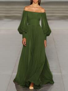 Fashionable Maxi Dress With Style, Sexy, Off-The-Shoulder And Casual - Hijau - View 4