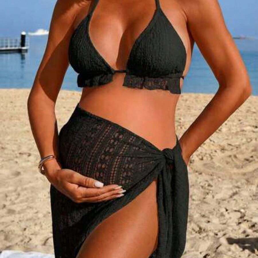 Swim Vcay Conjunto de bikini halter para embarazadas para vacaciones en la playa - 01 - Ver 1