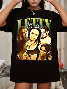 Letty Ortiz T-Shirt – Vintage Fast & Furious Crewneck, Michelle Rodriguez Fan Apparel - Black - View 1