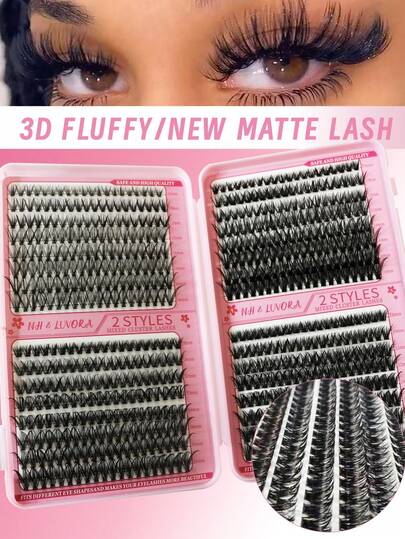 640 Pcs False Eyelash Kit With Style Guide & Storage Box, 8-14mm Flared Cluster Lashes From Wispy Natural To Dramatic Volume, Beginner Friendly Cruelty Free Lashes For Wedding Prom Date Night Party Vacation Daily Work School & Special Event Makeup
