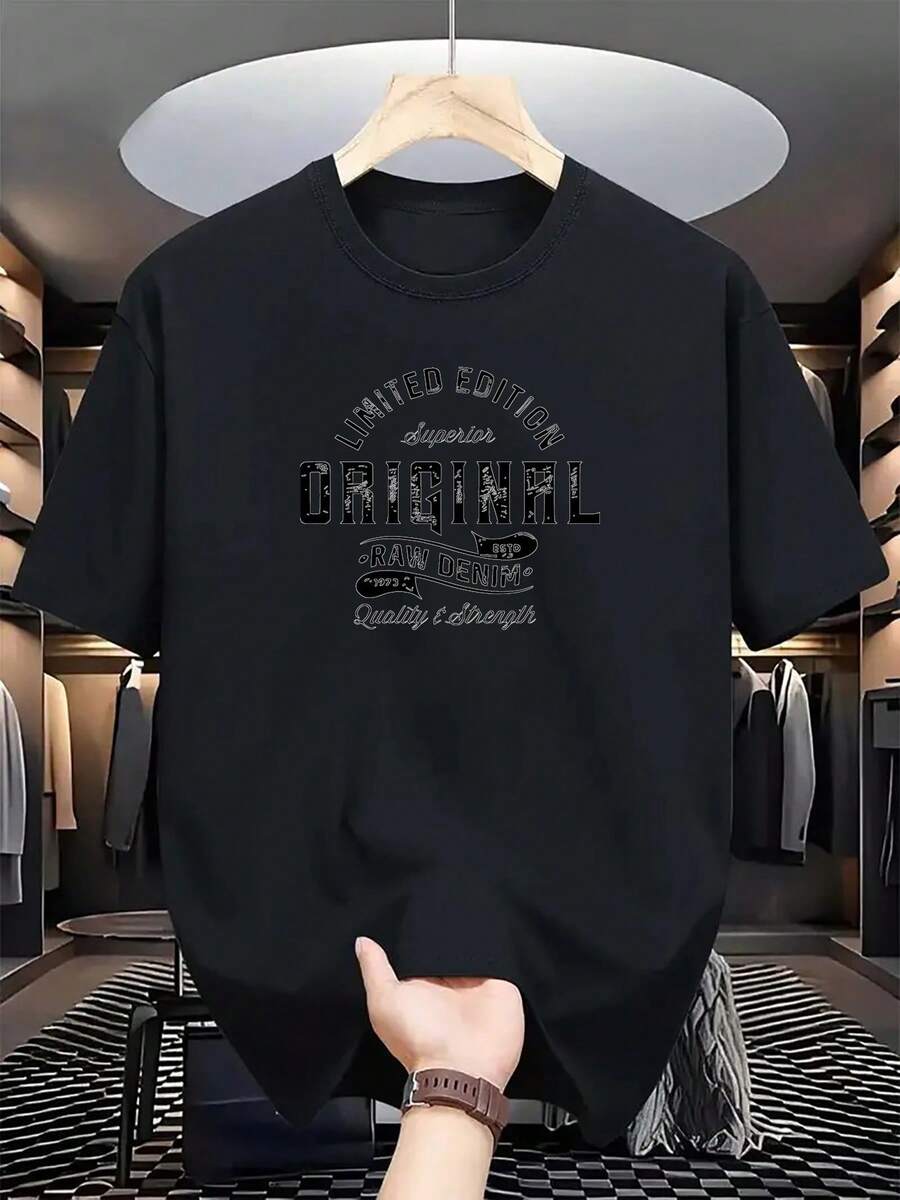 New Style T-Shirt With Modern Print, Breathable And Comfortable Printed T-Shirt, Quick-Drying T-Shirt, Big Skirt Culture Clothing, Casual Clothing, Big Skirt Culture Clothing, Loose Fit T-Shirt, Comfortable T-Shirt - 黑色 - 查看 1