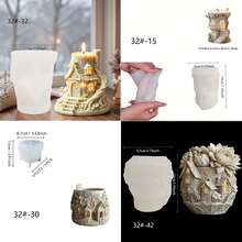 1个3D花屋城堡硅胶蜡烛模具，魔法树屋蜡烛制作模具 - 奇幻硅胶模具，适合圣诞装饰和礼品，易脱模且可重复使用，适用于环氧树脂、粘土和石膏工艺品 - 节日DIY的理想之选 - 白色 - 查看 3