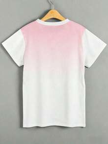Camiseta de manga corta con cuello redondo y estampado floral diminuto para mujer, de estilo casual de verano - Multicolor 15 - Ver 2