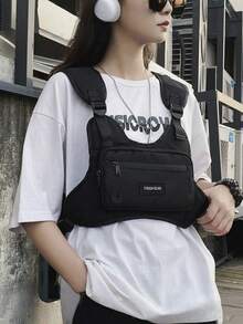 1 chiếc áo vest đa năng unisex kèm túi đeo ngực chiến thuật, túi vest tiện dụng phong cách đường phố, trang phục thường ngày. - Nhiều màu - Xem 6