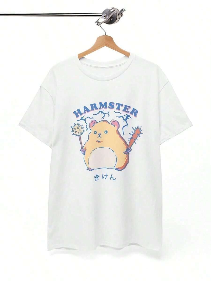 Fruit Market Strawberry T-Shirt, Unisex Summer T-Shirt, Casual Wear, Gift For Fruit Lovers, Outdoor Style, Spring-Summer Fashion, Unisex Vintage-Retro Style Loose Cotton Short Sleeve T-Shirt With Round Neck, Women's Blouses, Women's T-Shirts, Casual Blouses For Ladies. - 白色 8 - 查看 1