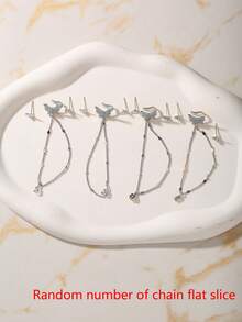 2pcs Fashionable Butterfly Micro-Inlaid Zirconia Ear Cuff Stud Earrings Set (Random Rhombus Quantity) - Silver - View 3