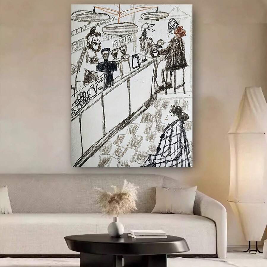 Enmarcado [JIT] Póster y materiales impresos, 1 unidad, pintura sobre lienzo con marco, estilo infantil dibujado a mano, para el hogar, oficina, bar, cafetería, aula, dormitorio,  de decoración de pared para varios lugares, regalo de vacaciones, huevo de Pascua, Día de los Inocentes, Día de la Madre - Enmarcado - Ver 1