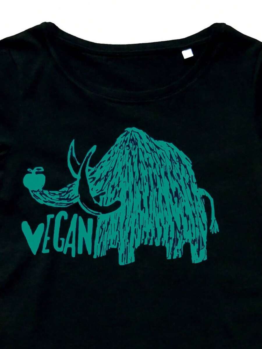 Vegan Mammoth, Fairtrade & Organic T-Shirt, Women, Screen Printed By Hand_ - màu đen - Xem 1