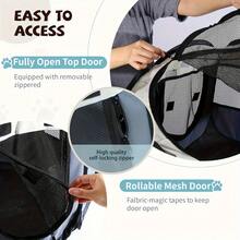 1pc Foldable Octagonal Pet Tent - Made Of Scratch-Resistant Oxford Cloth, Top-Open Design, Spacious Indoor/Outdoor Portable Shelter Suitable For Cats, Dogs, Puppies And Other Small Pets, Easy To Store, Portable Pet House, Traditional Protective Mesh Panels - Multicolor - View 3