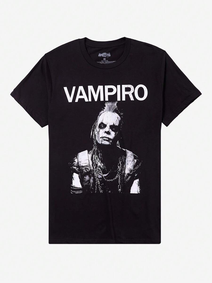 Camiseta unisex, nueva camiseta vintage universal para hombres y mujeres de 2026, camiseta de lucha libre profesional Vampiro Buried But Not Dead, una camiseta ligera para combates, ideal para salidas informales y reuniones temáticas.Estas camisetas deportivas son para uso diario o ocasiones especiales, ropa de mujer, blusas para mujer, tops de mujer, playeras de mujer, atuendo casual diario, corte regular, combinación diaria, estampado gráfico, casual deportivo. - Negro - Ver 1