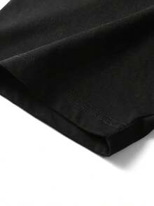 Camiseta suave 100% algodón, con estampado de moda y personalidad, estilo casual, manga corta, cuello redondo, ligeramente elástica, top deportivo, ropa activa para mujer, camiseta de algodón transpirable, combina con todo, genial. - Negro - Ver 4