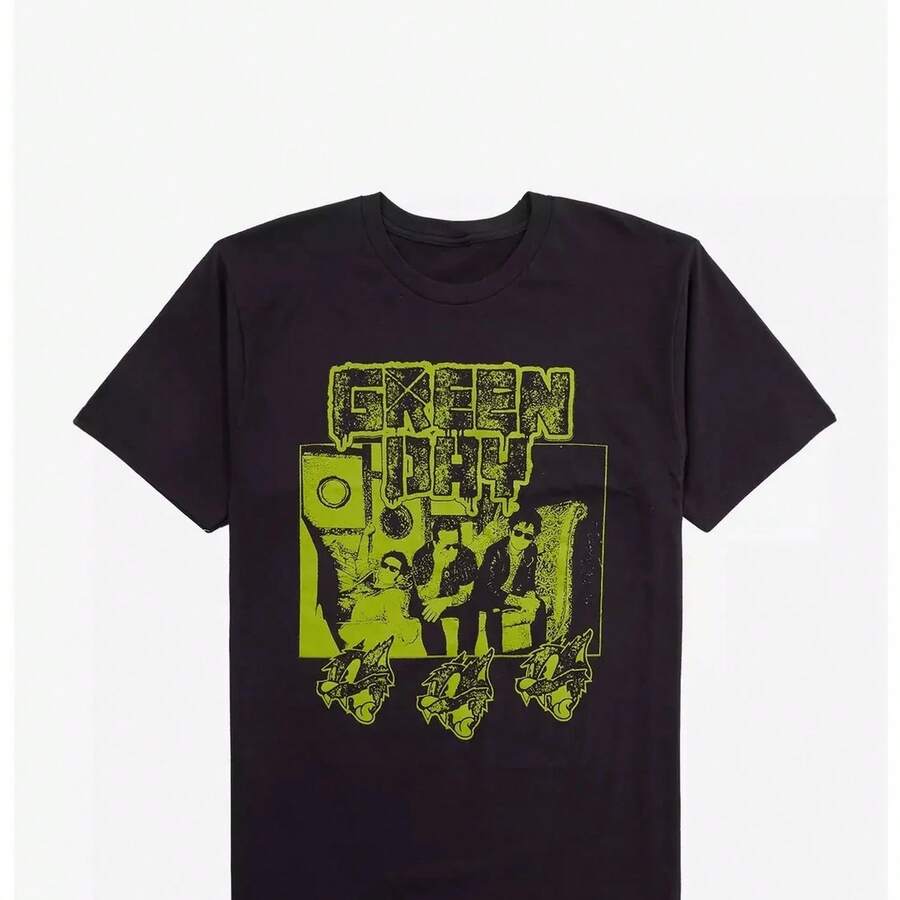 Camiseta Green Day Nimrod para hombre y mujer, camiseta corta estilo American R Band, camiseta Y2K transpirable de talla grande, camisetas vintage para hombre, ropa de 220 g, camiseta de algodón suave para hombre y mujer, confeccionada con un tejido premium duradero y agradable al tacto, adecuada para todo tipo de cuerpo y para uso diario. Camisetas casuales ligeras y transpirables, conjuntos elegantes para otoño, perfectas para la vida diaria, actividades al aire libre, viajes, vacaciones y diversas fiestas temáticas durante todo el año. - Negro - Ver 1