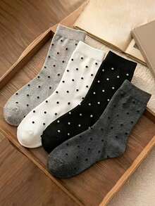 4 Pairs Cute Versatile Retro Warm Slouch Socks - Multicolor - View 5