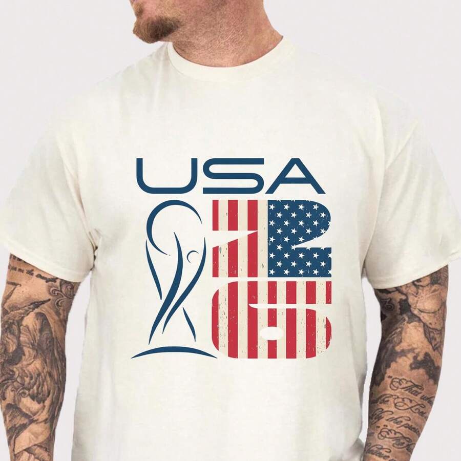 USA 2026 World Cup Jersey, 2026 Soccer Fan Jersey, National Flag Jersey, Gift For International Soccer Tournament Fans, 2026 World Cup Soccer Jersey - 黑色(僅提供黑白款式) - 查看 1