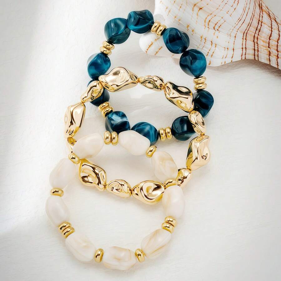 1pc Abstract Textured Gold Bangle - Gold - View 1