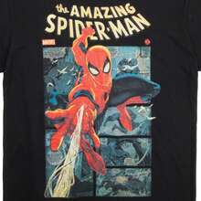 Spider-Man Swinging Through The Comic Panels T-Shirt - màu đen - Xem 3