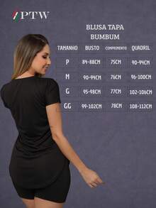 Kit 2 Women's Butt Covering Top Dry Fit Gym Fitness Plain - 黑與白 - 查看 8
