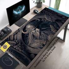 1 Peça Tapete de Mesa Estilo Viking - Mouse Pad de Borracha Antiderrapante Extra Grande - Tapete de Mesa com Design Estético - Tapete de Mesa Verde Fofo - Configuração de Desktop para Jogos - Mouse Pad de Teclado Gamer Extra Grande - Mouse pad - Visão 3