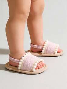 Giày sandal mùa hè cho bé gái, đế mềm, họa tiết hoa, thích hợp cho bé sơ sinh tập đi, tập đi trong nôi. - Màu Hồng baby - Xem 11