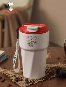 SNOOPY 1 Peça Copo Térmico Isolado a Vácuo de Aço Inoxidável de 450ml, Caneca de Café de Grande Capacidade, Copo para Carro, Copo Portátil com Palha e Tampa para Uso Externo, Mantém as Bebidas Frias - Multicolorido - Visão 1