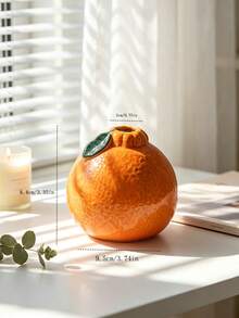 1PC Cute Orange Ceramic Vase, Mini Fruit Shaped Decorative Vase, Creative Desktop Ornament For Home Bedroom Living Room Decor - Orange Flowerpot - View 5