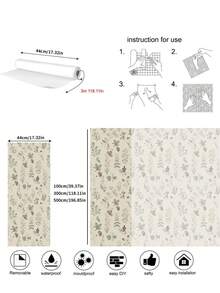 1 Roll Light Yellow Floral Series Wallpaper, Bohemian Style Removable PVC Wallpaper, Modern Minimalist Self-Adhesive Design. This Multi-Functional Home Wall Sticker And Home Decor Sticker Is Suitable For Cabinet Decoration, Bedroom Accent - Multicolor - View 10