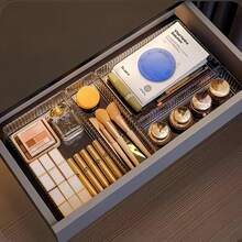 透明アクリル製デスクトップ引き出し収納ボックスセット（5個、6個、7個、10個から選択可能）口紅や化粧品整理ボックス、家庭用オフィスデスク引き出しオーガナイザー、多機能収納整理ツール - 10個セット (4S+4M+L+XL) - チェックする 11