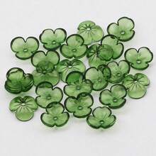 200 piezas de cuentas de flores acrílicas transparentes y de colores para hacer pulseras, collares y accesorios de joyería DIY - Verde - Ver 3
