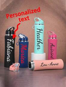 Botella de agua aislada de acero inoxidable personalizada, botella de agua de fitness personalizada, botella de agua aislada, botella de agua deportiva, con pajita, fácil de limpiar, adecuada para deportes, uso diario, también se puede regalar a familiares, amigos, exquisita de alta calidad - Multicolor - Ver 1