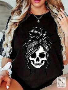 Camisetas de estilo moderno, casual y cómodo para mujer, con estampados llamativos, son adecuadas para mujeres y son perfectas para salidas informales y ocasiones especiales, perteneciendo a la categoría de ropa moderna y popular.Camisetas de mujer, blusas, tops de mujer, ropa de mujer, ropa casual de mujer - Negro - Ver 1