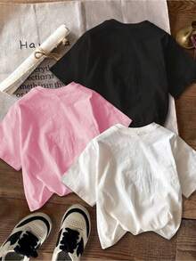 New Fashion Women's T-Shirt, Dark Style  Face Skull Print, Round Neck, Plus Size T-Shirt, Pure Cotton For Summer, Loose And Slimming, Local Delivery, Fashionable Casual Top, Casual Style, Round Neck, Slightly Elastic. - 黑色 - 查看 2