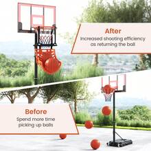 GOFLAME Basketball Rebounder 360° Rotating Basketball Return System For Adults And Teenagers Basketball Trainer With 4 Removable Hooks - Black - View 2