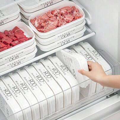 5 Peças - Caixas de Armazenamento para Refrigerador, Recipientes de Preservação de Carne Congelada, Caixas de Preparo de Refeições Semanais, Caixas de Porcionamento Dedicadas para Freezer - Caixas de Freezer Vedadas para Refrigerador Doméstico, Bolinhos e Armazenamento de Cozinha, Fornecimento Direto da Fábrica