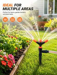1 vòi phun nước tưới cỏ tự động xoay 360° với phạm vi phủ sóng rộng, thích hợp cho việc tưới cỏ sân vườn và làm mát trên mái nhà. - C - Xem 6