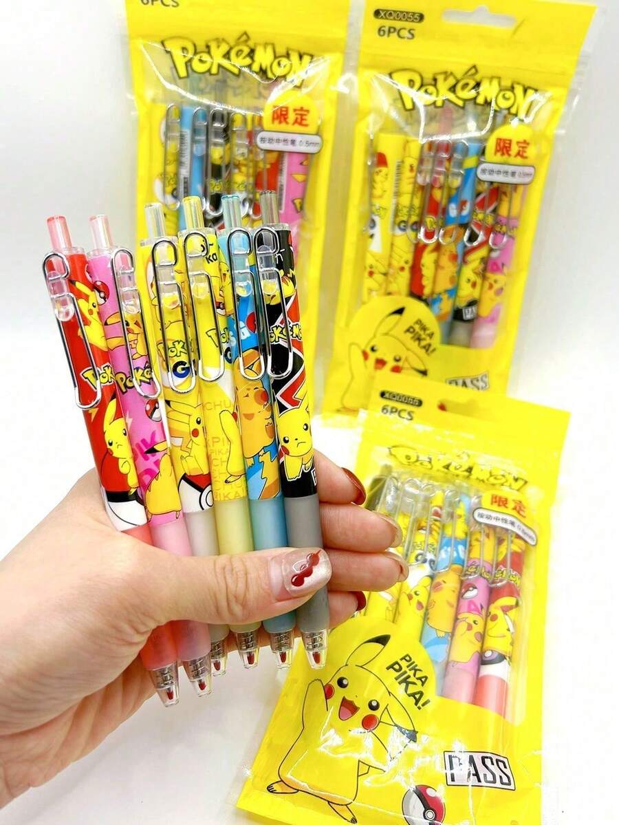 Bộ 6 bút bi mực đen 0.5mm, đồ dùng học tập và văn phòng phẩm, dụng cụ viết, quà tặng tiệc tùng.