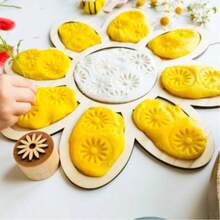 1个大型花卉木质托盘，饰以雏菊和蝴蝶图案 - 经典风格，3D立体工艺，多功能桌面装饰，蝴蝶工艺托盘 | 经典风格托盘 | 木质结构，蝴蝶装饰 - A - 查看 7