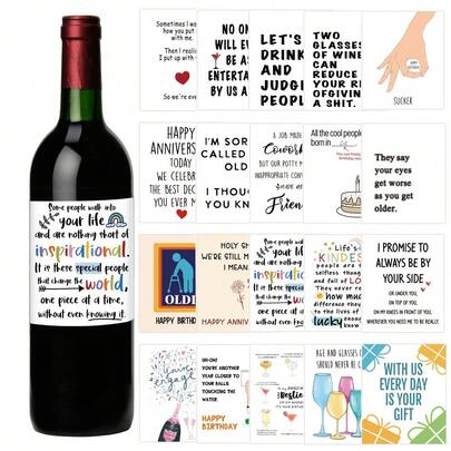 4pcs Funny Wine Bottle Labels - Interesting Drinking Evaluation Stickers - Ideal Gift For Ladies, Birthdays, Wine Parties With Friends