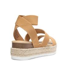 Womens Open Toe Espadrilles Dressy Platform Sandals Slip On Elastic Ankle Strap Wedges Sandals - Camel - View 7