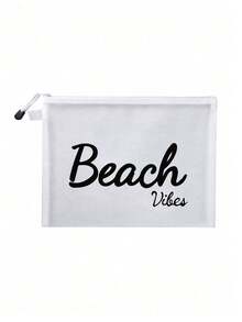 多色時尚網格沙灘包，印有「Beach」字樣的化妝包，沙灘主題。大容量透明化妝包，尼龍拉鍊化妝包，輕巧，可存放防曬霜、零食、比基尼和沙灘必需品。春/夏收納，耐用，非常適合游泳、沙灘、潛水和夏季假期，學生返校，輕巧防曬收納包，適合朋友、母親節、返校季節 - 彩色 - 查看 14