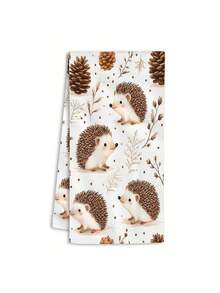 Bộ 1/2/4 khăn lau bếp hình nhím và quả thông - Chất liệu polyester mềm mại, thấm hút tốt, hoàn hảo cho việc nấu nướng, trang trí nhà bếp kiểu nông trại và phòng tắm trong dịp lễ, khăn lau bát đĩa cho nhà bếp. - Màu Khaki - Xem 9