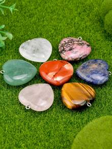 1PC Romantic Sweet Heart-Shaped Natural Stone Pendant, Suitable For Jewelry Making, Handmade DIY Necklace, Earring, Bracelet Accessories, Healing Crystal - Heart-shaped Pendant - View 4