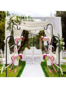 1 pieza Gancho de pastor de metal resistente al óxido ajustable con 3/5 puntas para insertar en el suelo, soporte colgante de alta resistencia para jardín, soporte exterior para patio, maceta de flores, comedero de pájaros, decoración floral de boda, regalo práctico para vacaciones - Nuevo modelo - Ver 3