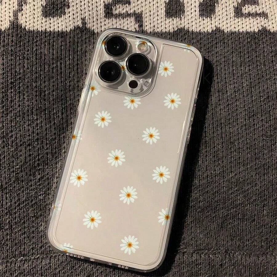 1pc Minimalist Fresh Daisy Flower Transparent Soft Phone Case - Multicolor - View 1