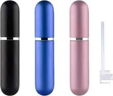 Travel Refillable Perfume Atomisers, 5ML, 3 Pcs Mini Portable Spray Bottles, Round Tube Set With 1 Flat Separated Tool, For Home Business Trip (Black+Blue+Champagne)(4pcs) - ColorA - View 1