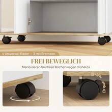 Kitchen Trolley With Wheels, Storage Space, Cabinet, Adjustable Shelves, For Kitchen, Living Room, Dining Room, White. - 白色 - 查看 7