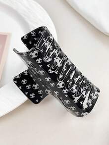 Pince à cheveux motif ballon de football noir, pince à cheveux rectangulaire grande avec imprimé sportif mignon, en matériau acrylique antidérapant, convient aux cheveux épais et fins, accessoire de cheveux idéal pour les fans de sports, pinces à cheveux d'été, pinces de plage, barrettes de vacances - Multicolore - Voir 4