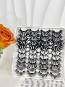 LIMEIKAI 20 Cặp Mi Giả 3D Lông Chồn Tự Nhiên Mi Giả Dày Ấn Độ Mi Giả Trang Điểm Mi Lụa - Xem 9