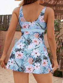Swim Lushoire Top de tankini con estampado de plantas tropicales para playa de verano - Multicolor 4 - Ver 2