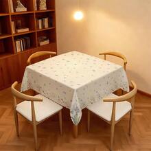 2D Flat Print Fresh Iris & Daisy Tablecloth, Light Beige Base With Watercolor Blue & Purple Floral Pattern, 1pc Polyester Round/Rectangle Tablecloth, Suitable For Indoor Dining, Outdoor Picnic, Garden Party, Dust Cover, Multi-Size Available, Indoor & Outdoor Use - A - View 5